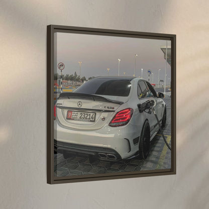 Mercedes C63 Sedan on Gas Station Canvas