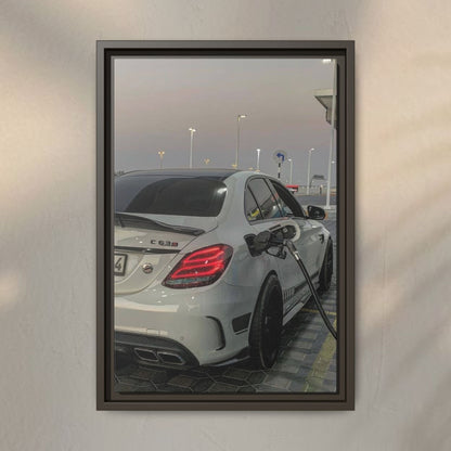 Mercedes C63 Sedan on Gas Station Canvas