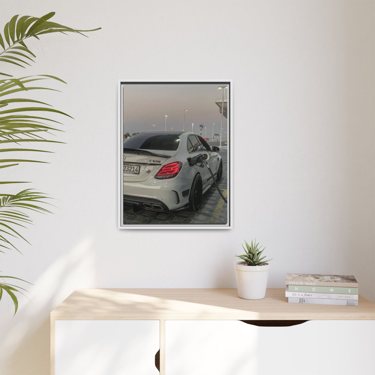 Mercedes C63 Sedan on Gas Station Canvas