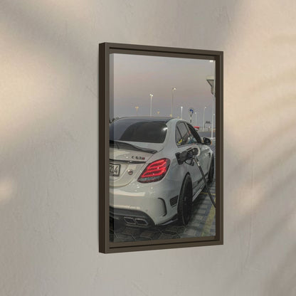 Mercedes C63 Sedan on Gas Station Canvas