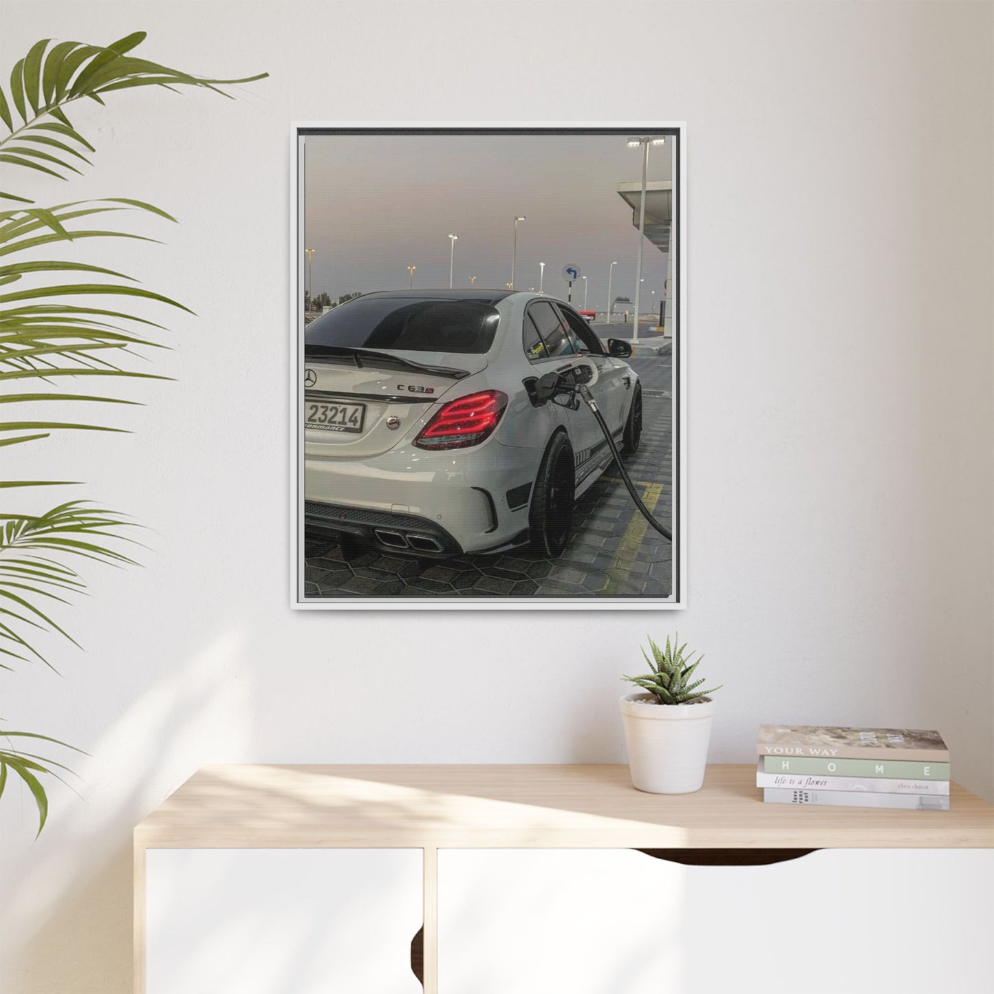 Mercedes C63 Sedan on Gas Station Canvas