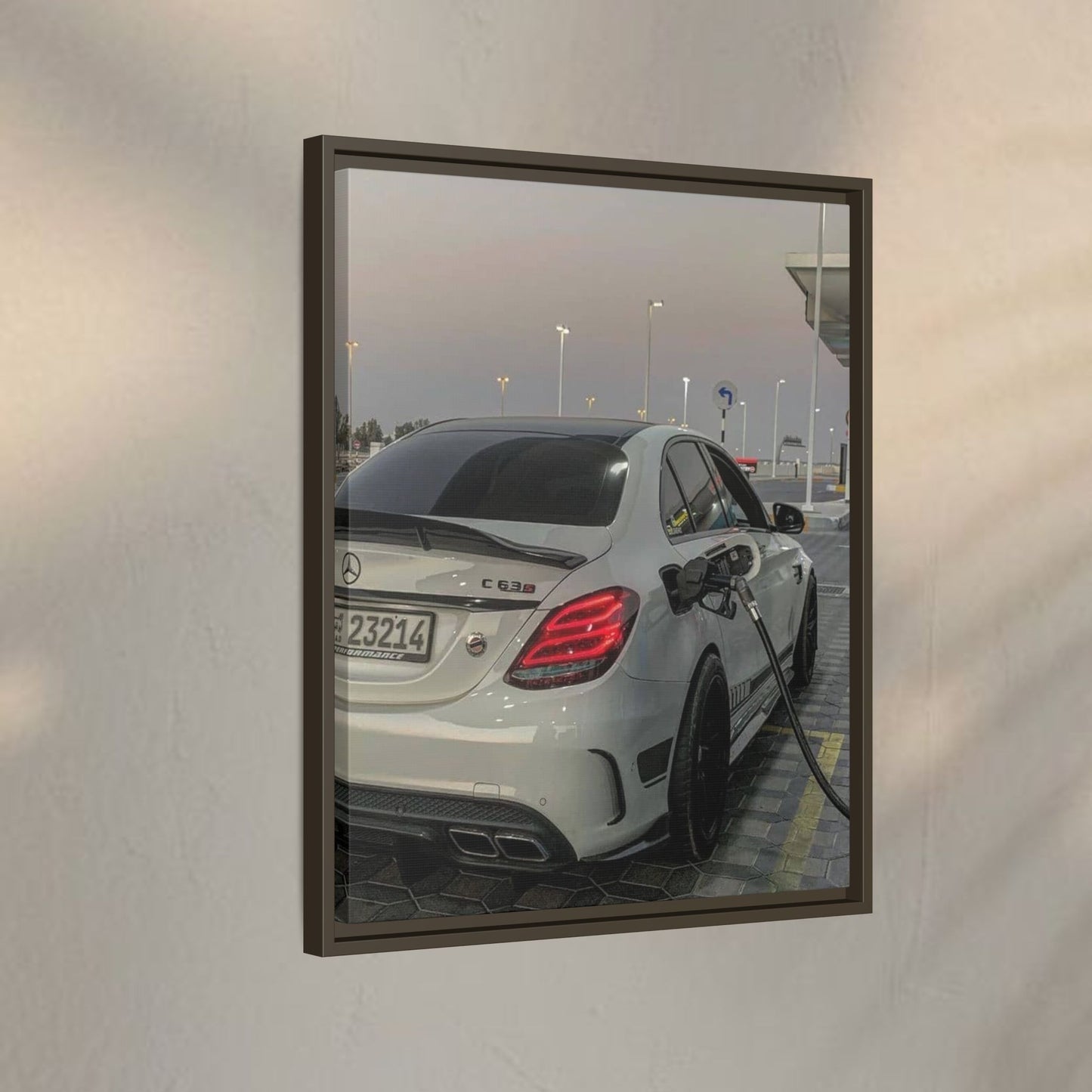 Mercedes C63 Sedan on Gas Station Canvas