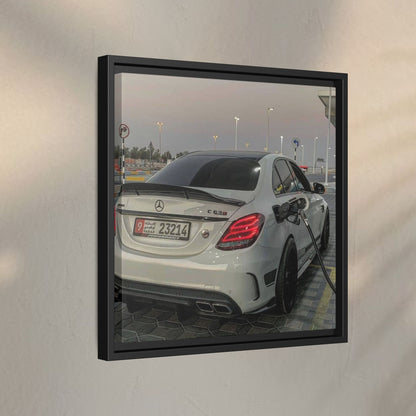 Mercedes C63 Sedan on Gas Station Canvas