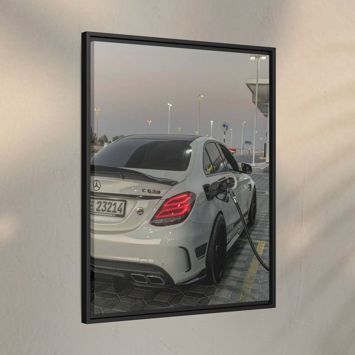 Mercedes C63 Sedan on Gas Station Canvas