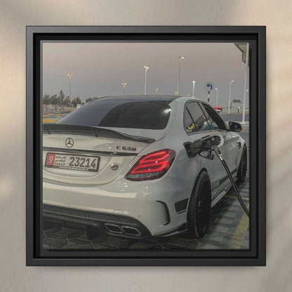 Mercedes C63 Sedan on Gas Station Canvas