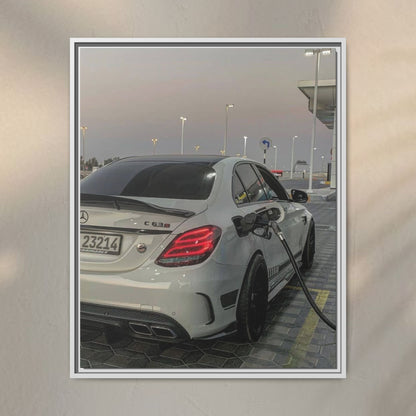 Mercedes C63 Sedan on Gas Station Canvas