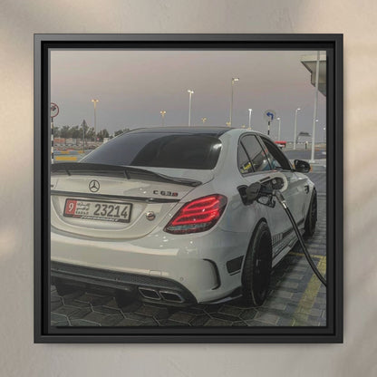 Mercedes C63 Sedan on Gas Station Canvas