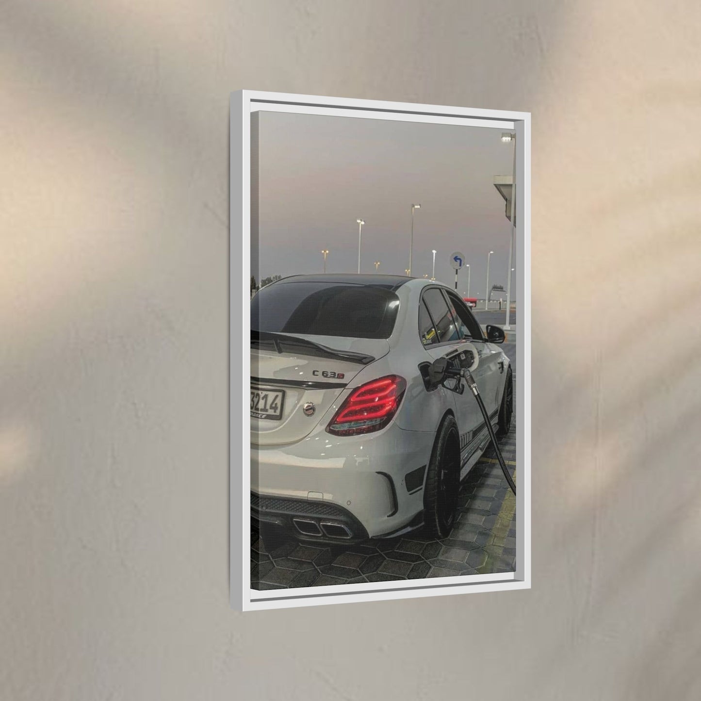 Mercedes C63 Sedan on Gas Station Canvas