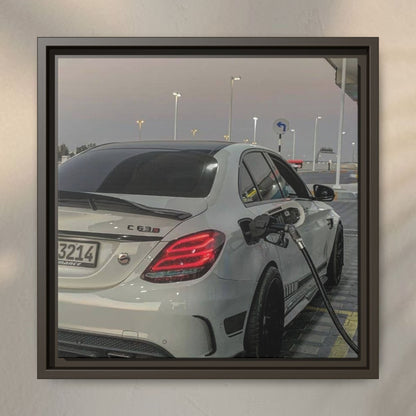 Mercedes C63 Sedan on Gas Station Canvas