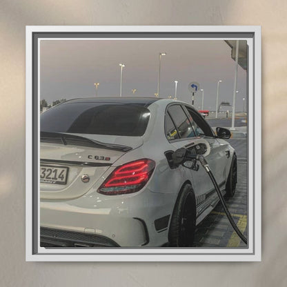 Mercedes C63 Sedan on Gas Station Canvas