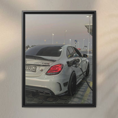 Mercedes C63 Sedan on Gas Station Canvas