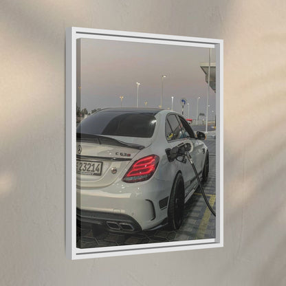 Mercedes C63 Sedan on Gas Station Canvas