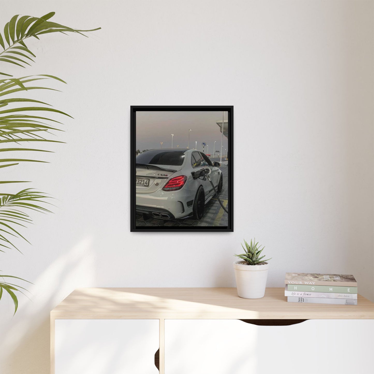 Mercedes C63 Sedan on Gas Station Canvas