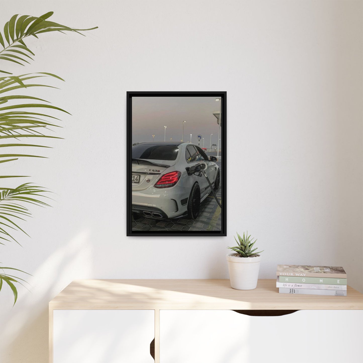 Mercedes C63 Sedan on Gas Station Canvas