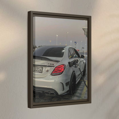 Mercedes C63 Sedan on Gas Station Canvas