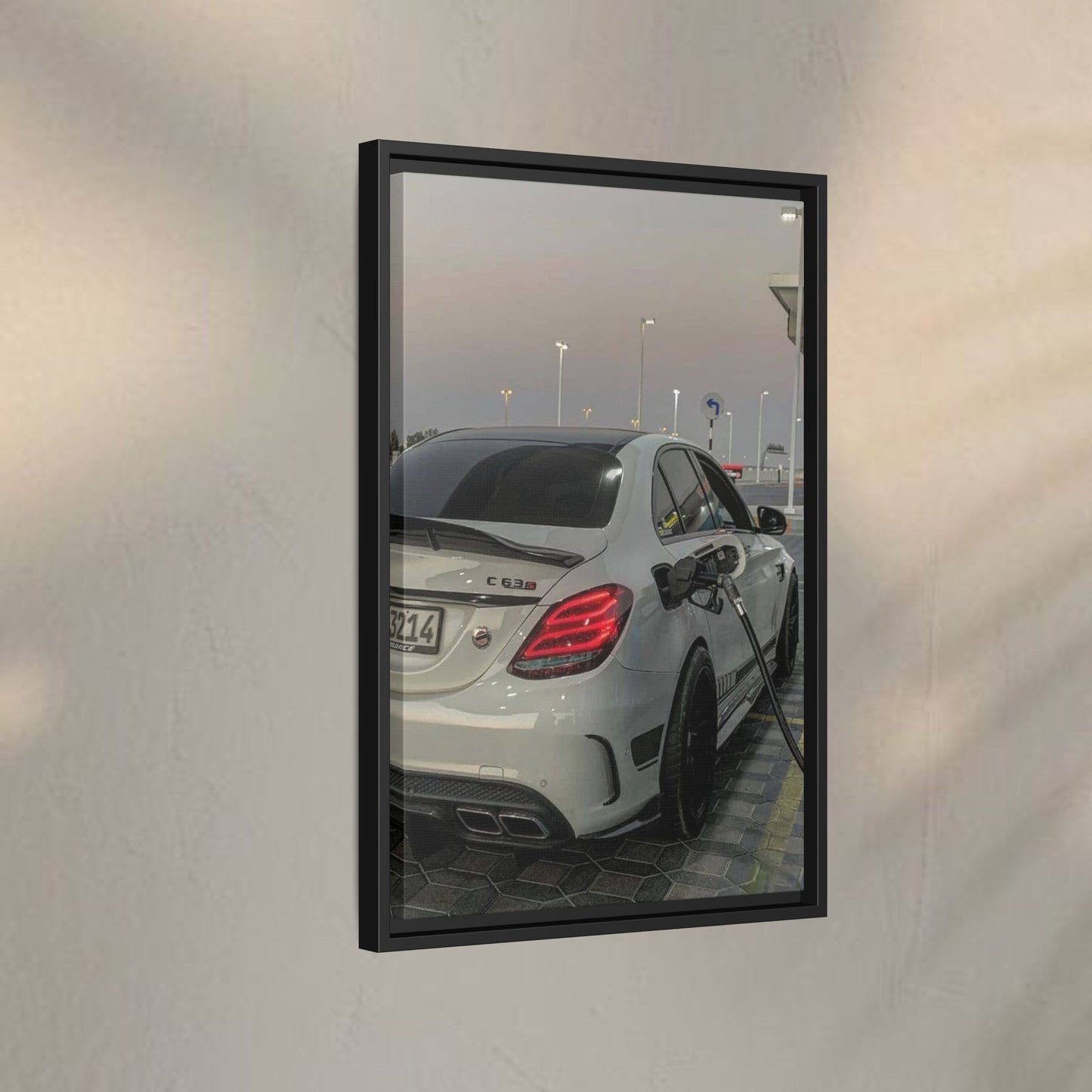 Mercedes C63 Sedan on Gas Station Canvas