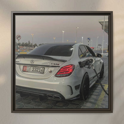 Mercedes C63 Sedan on Gas Station Canvas