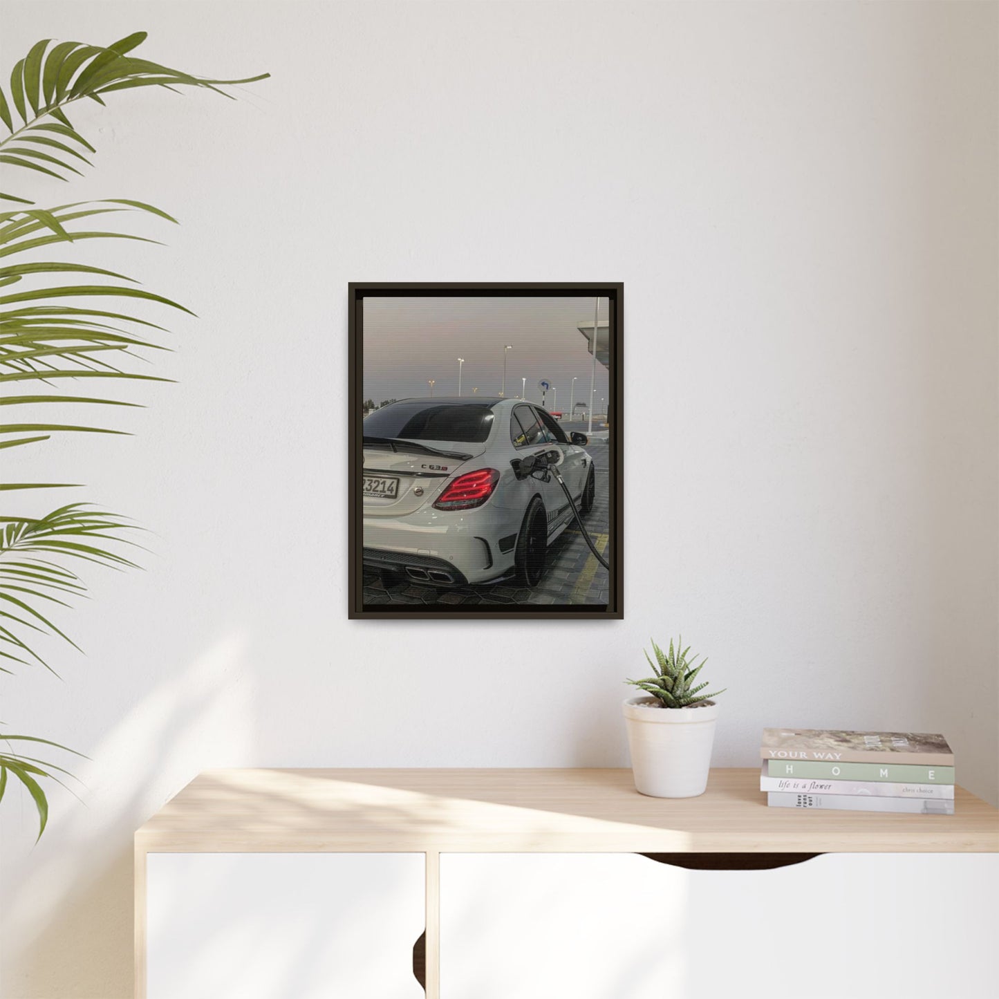 Mercedes C63 Sedan on Gas Station Canvas