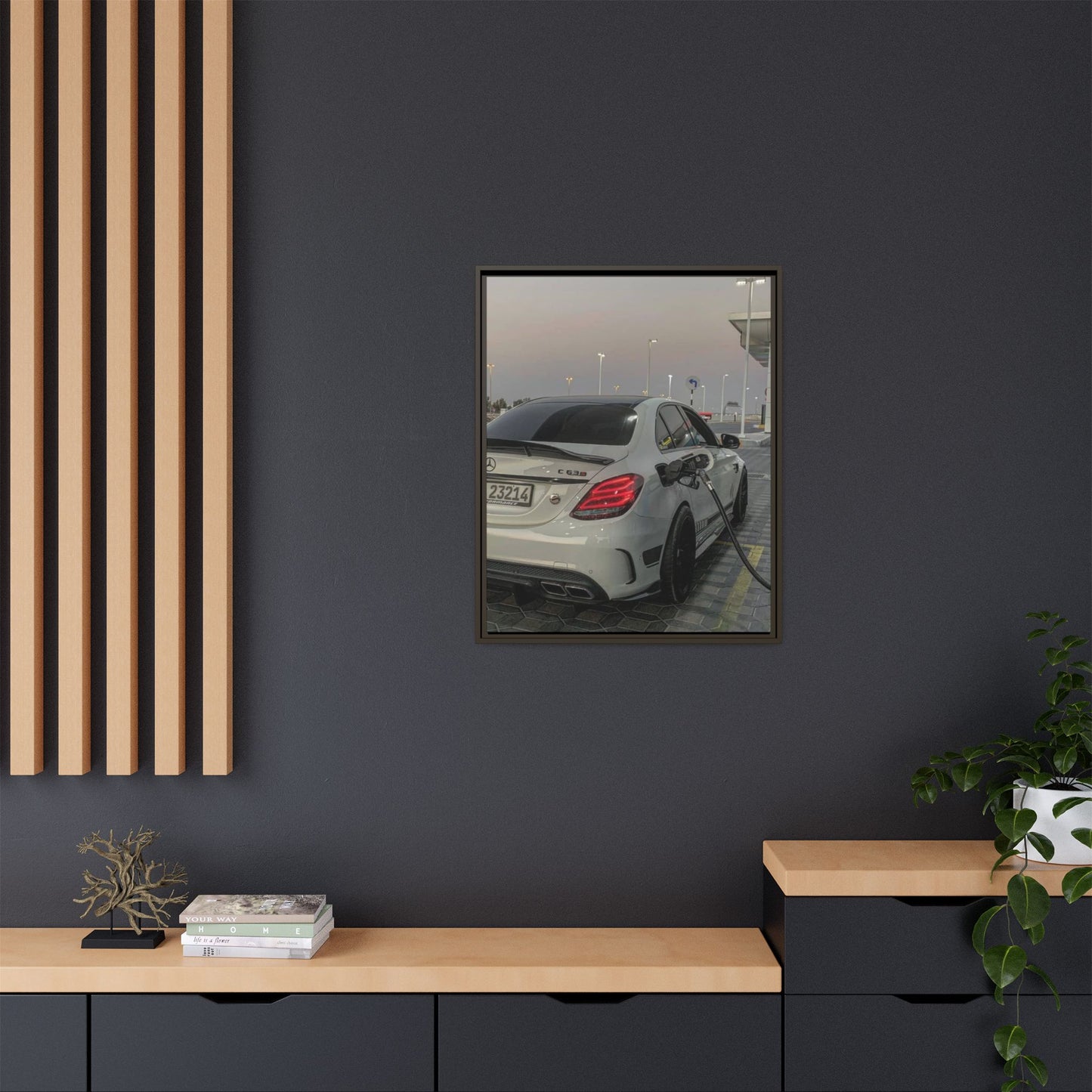 Mercedes C63 Sedan on Gas Station Canvas