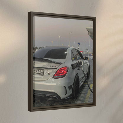 Mercedes C63 Sedan on Gas Station Canvas