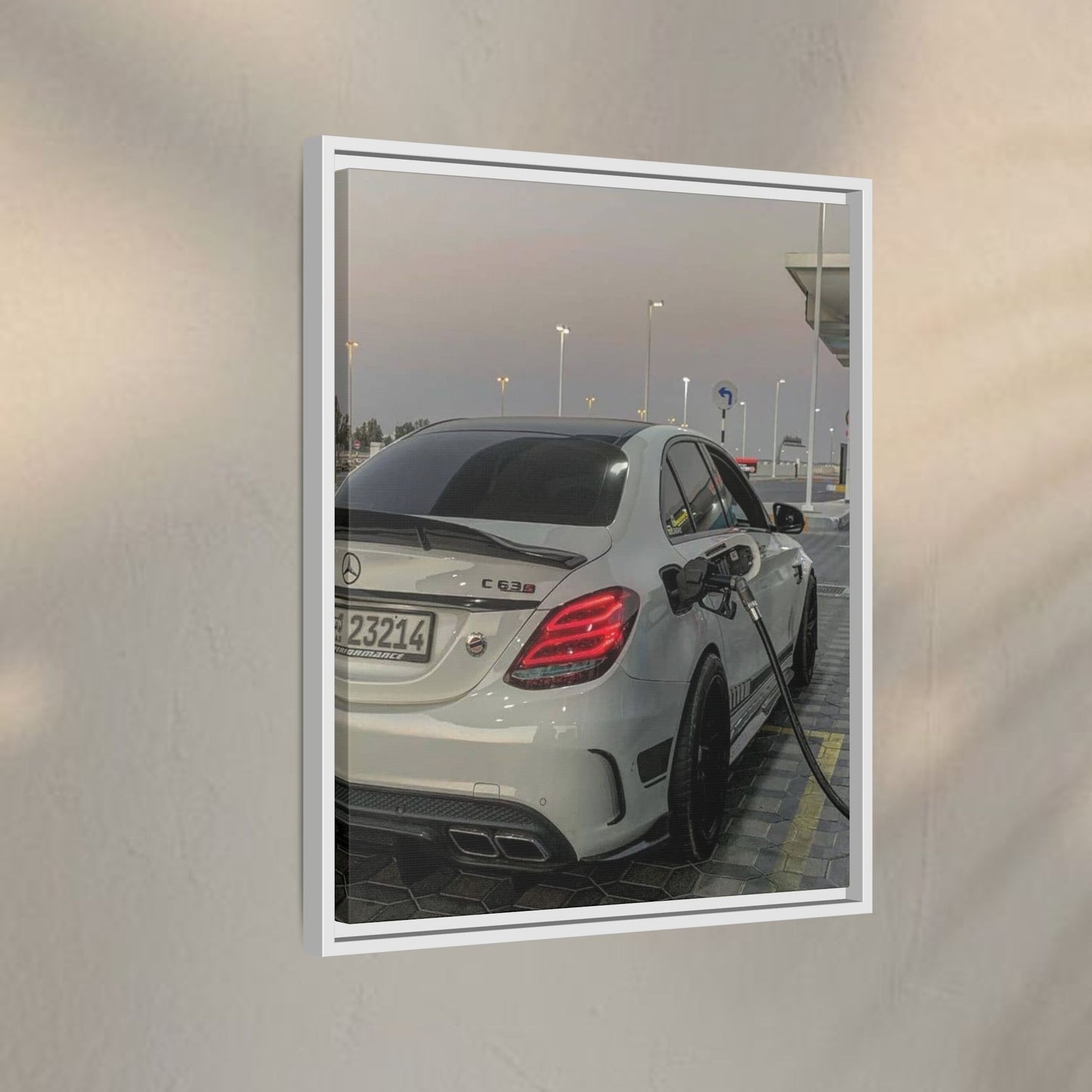 Mercedes C63 Sedan on Gas Station Canvas