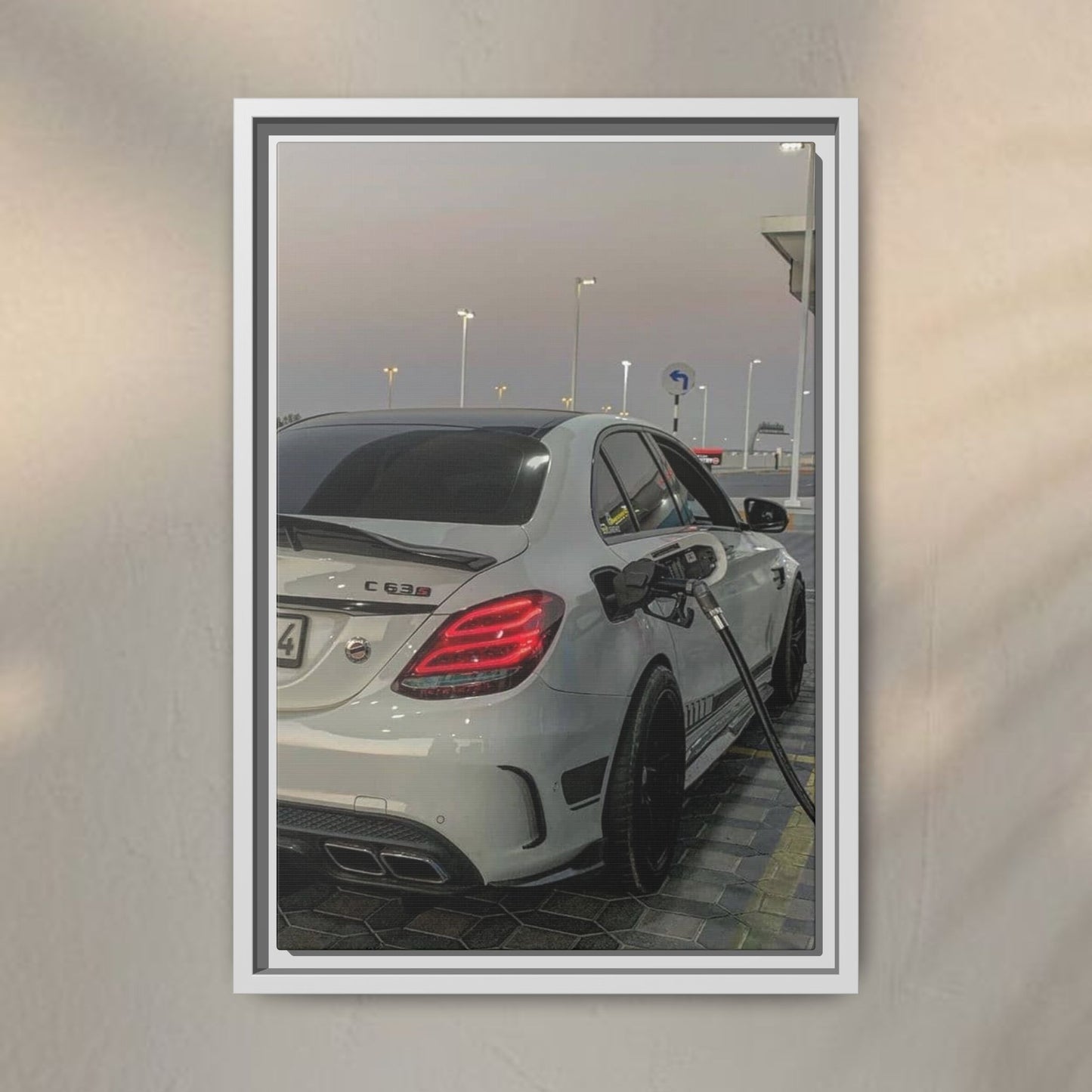 Mercedes C63 Sedan on Gas Station Canvas