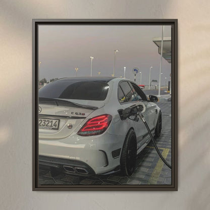 Mercedes C63 Sedan on Gas Station Canvas