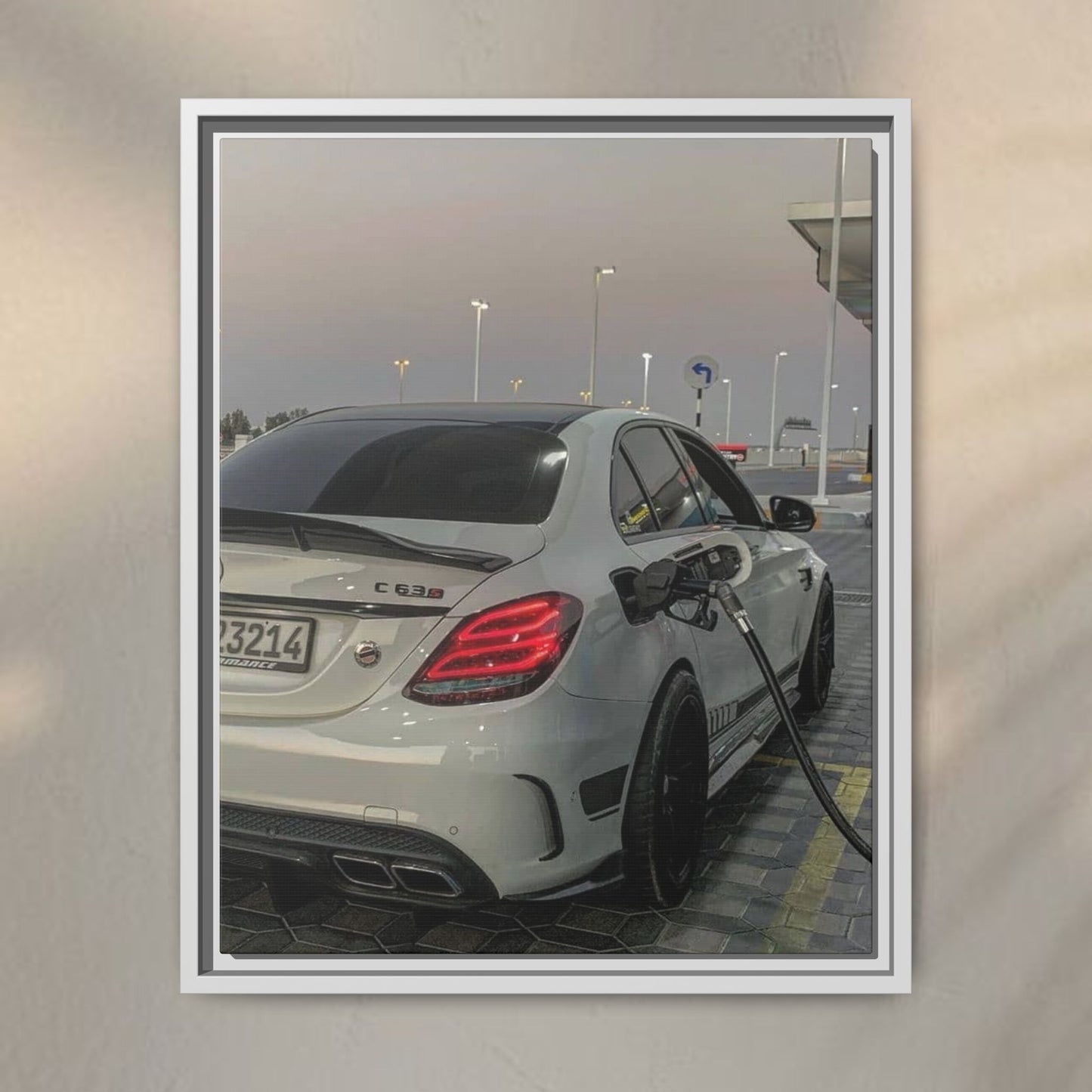 Mercedes C63 Sedan on Gas Station Canvas