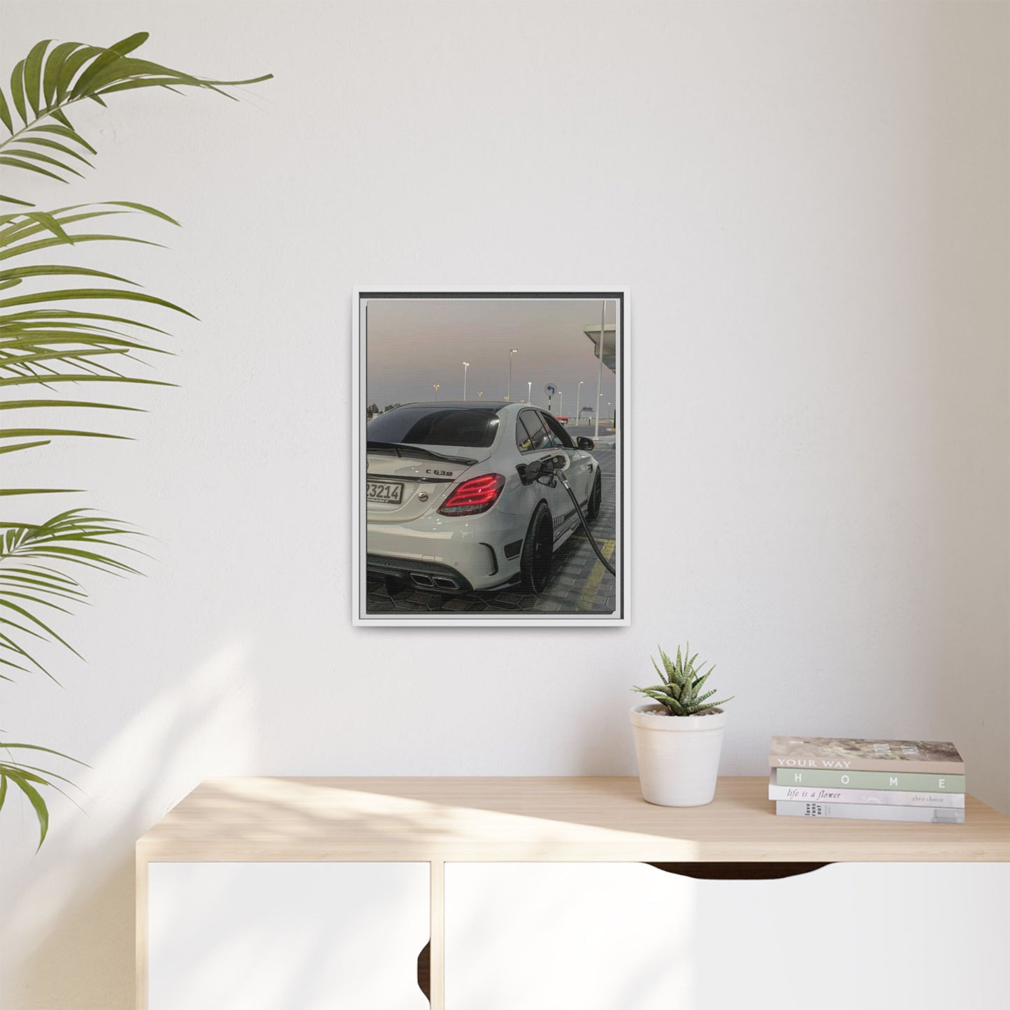 Mercedes C63 Sedan on Gas Station Canvas