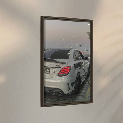 Mercedes C63 Sedan on Gas Station Canvas